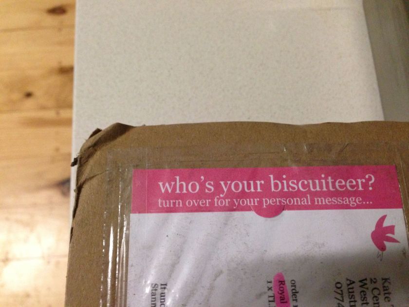 A parcel in the post. But when I turned the card over to discover my biscuiteer, it was completely blank!